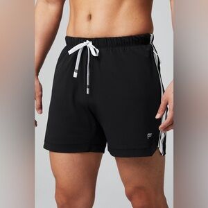 NWT Fabletics The One Short 5in Black/Classic White Stripe L I56